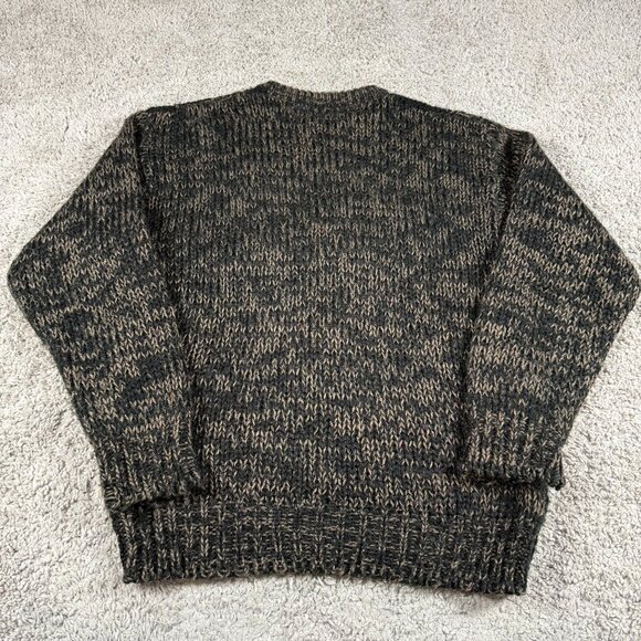 Vintage Cambridge Classics Mervyns Chunky Knit Sweater Mens M Leather Triangles - Picture 7 of 7